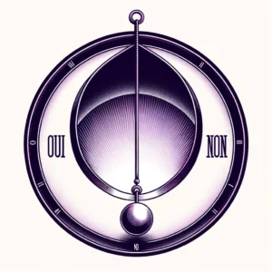 Image d'un pendule divinatoire avec options oui et non pour article sur la radiesthésie