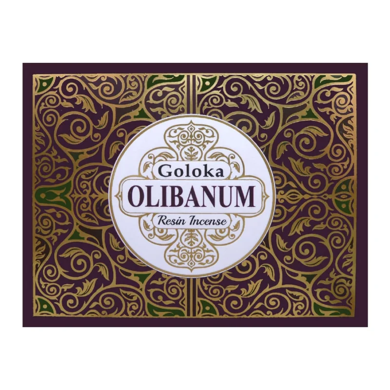 Boîte d’encens résine Goloka Oliban, 50 g, purification énergétique et méditation.